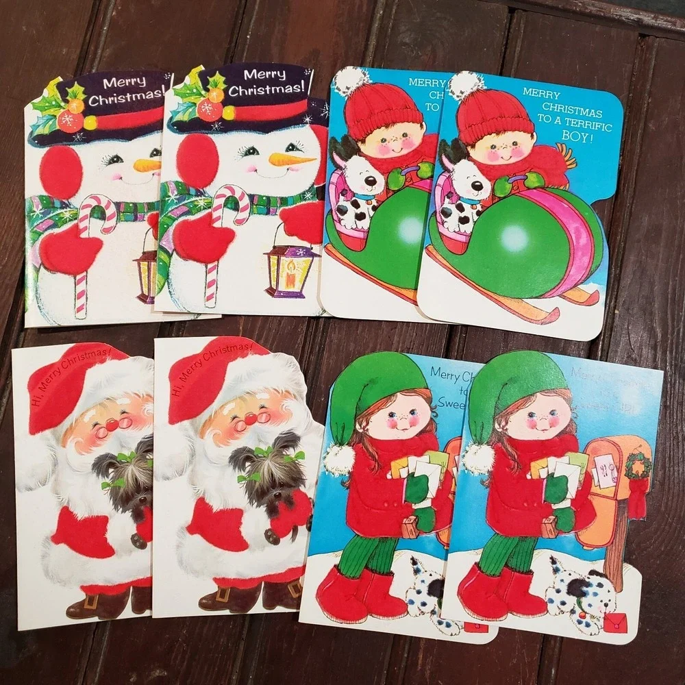 VTG Norcross Flocked Christmas‎ Greeting Cards in Original Box 16 Cards Unused
